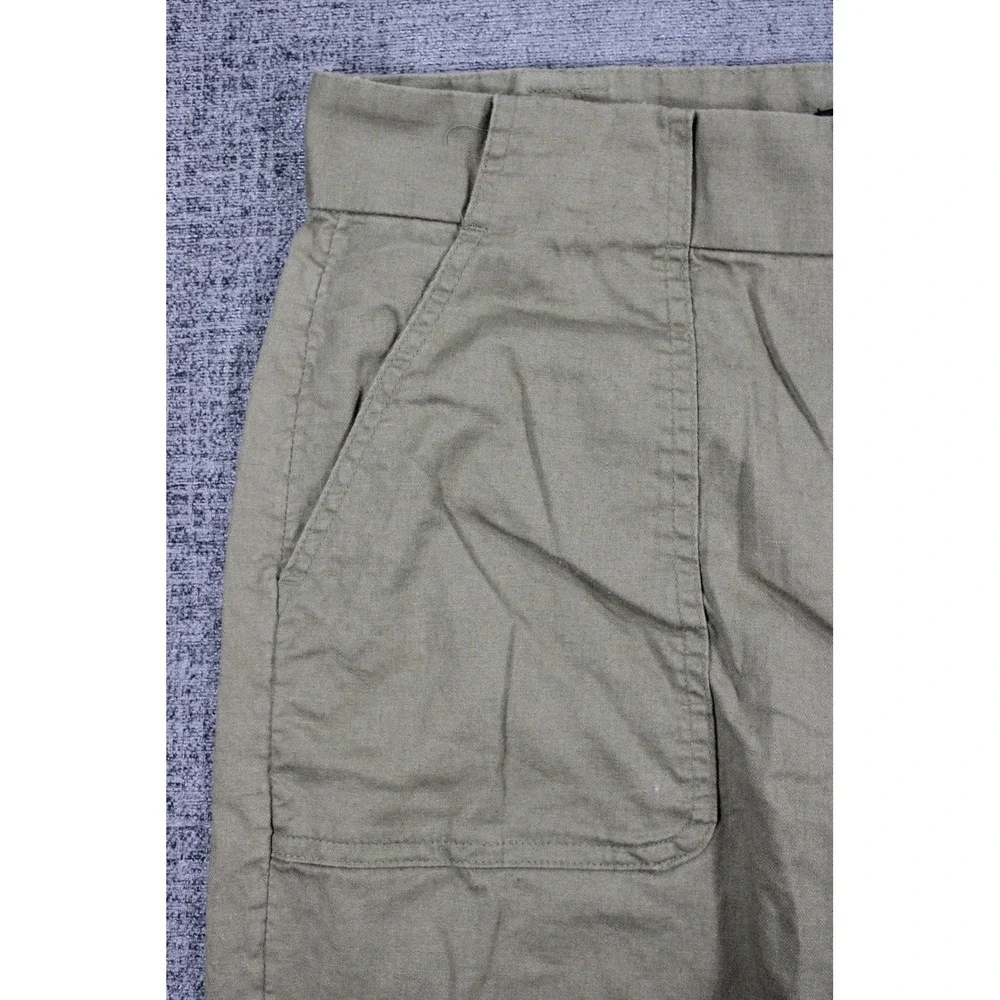 Banana Republic Womens Olive Green Linen Blend Utility Chino Pants Size 14